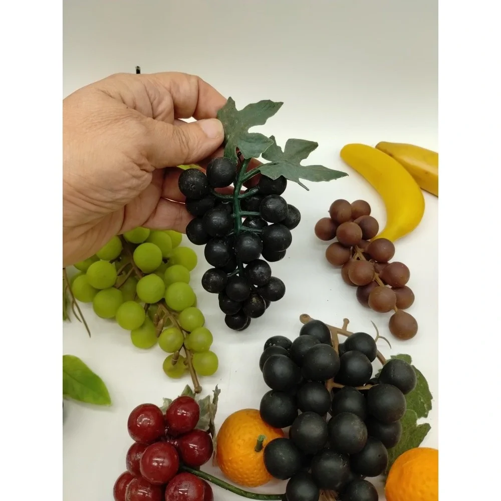 Vintage MCM Faux Fruit Realistic Plastic Rubber Artificial Lot of 13 Cherries